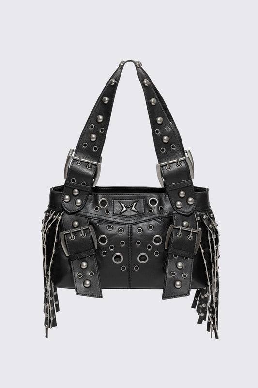 Fern Studded Fringe Shoulder Bag