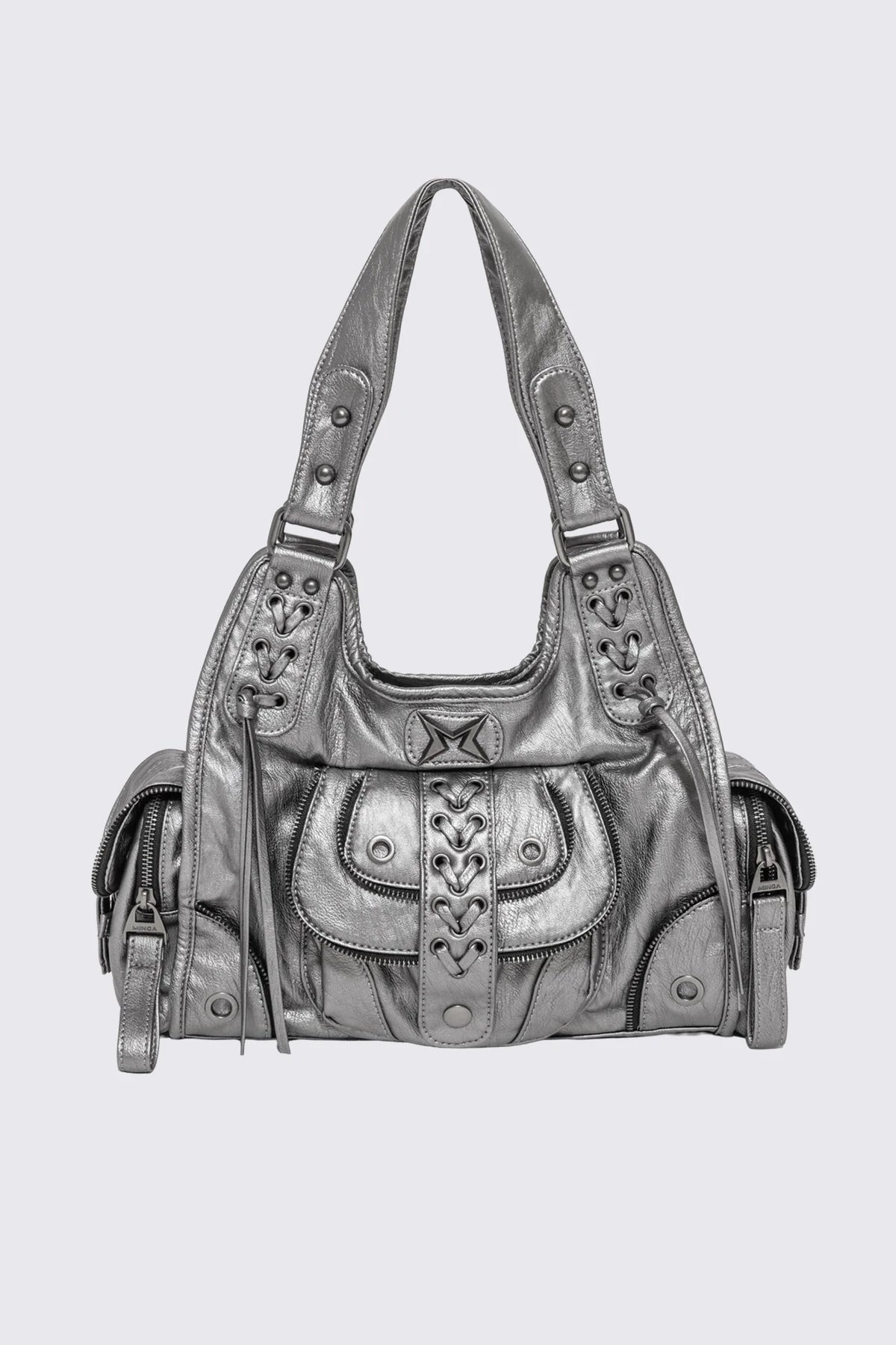 Jules Silver Faux Leather Shoulder Bag