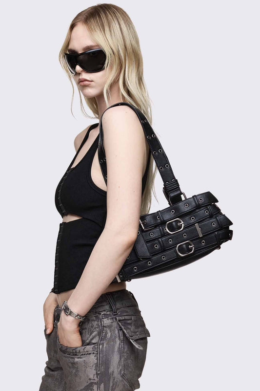 Kate Belted Faux Leather Shoulder Bag