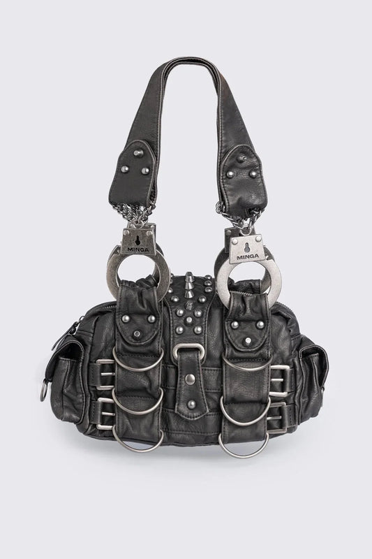 Mugshot Faux Leather Shoulder Bag