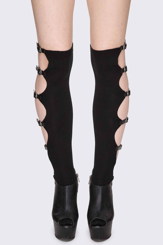 Shutdown Knee Buckle Straps High Socks