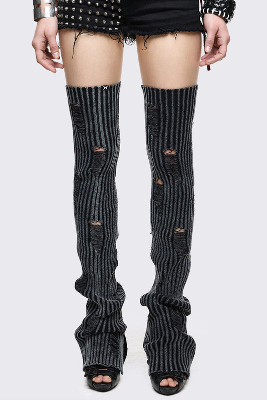 Torn Grey Leg Warmers